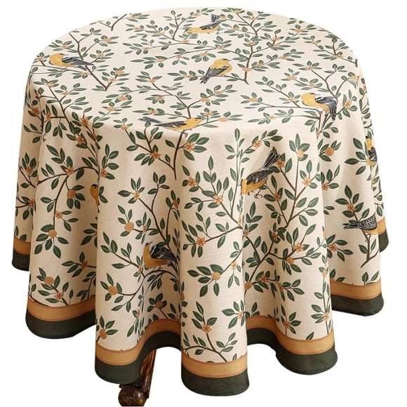 Patdrea Designer Floral Linen Table Cloth Round 67" - Picture 2 of 5